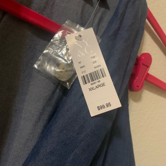 NY&C Chambray Shawl-Collar Tie-Front Jumpsuit Blue Size XXL - Picture 7 of 10